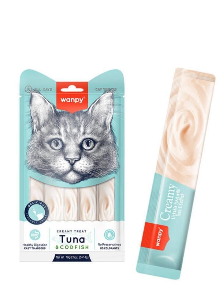 Лакомство для кошек Wanpy Creamy Lickable Treats Tuna & Codfish 14 г х 5 шт. (RAC-53)