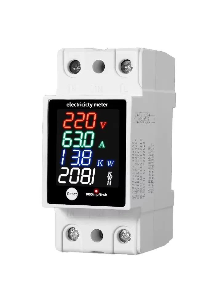 Измеритель напряжения цифровой ZS-6035VAKW многофункциональный на DIN-рейке 220V AC 100A (31185920)