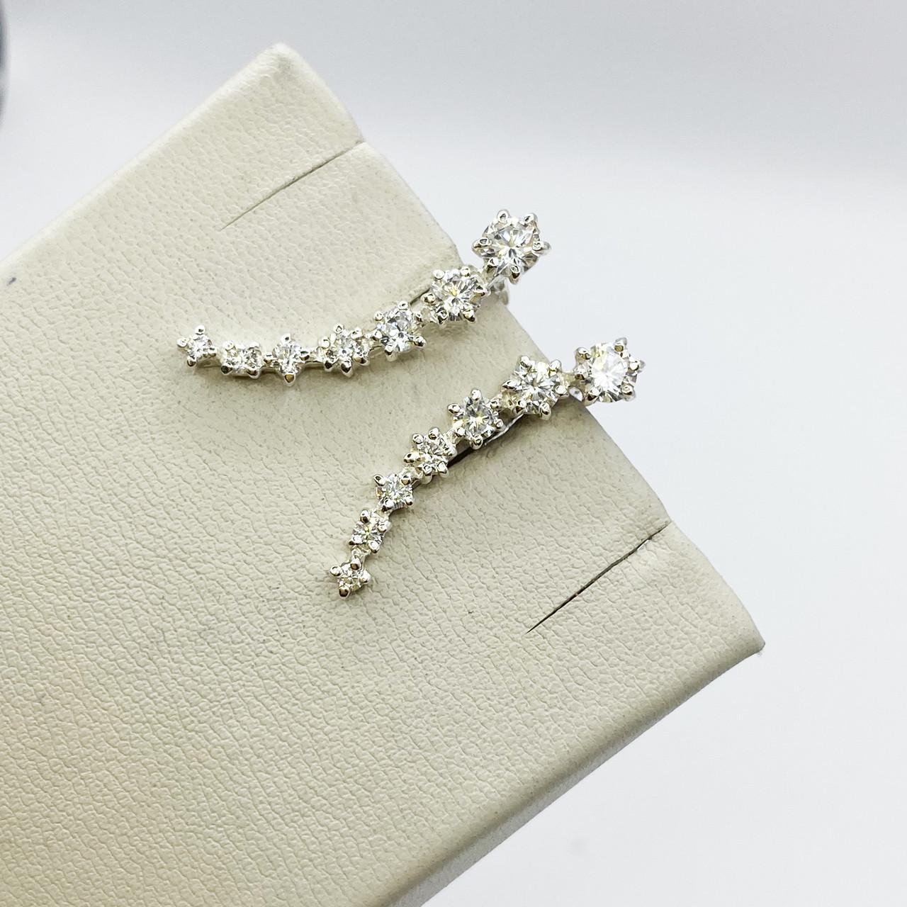 Серьги-каффы серебряные Акация с кубическим цирконием 2,71 г (2227237058)