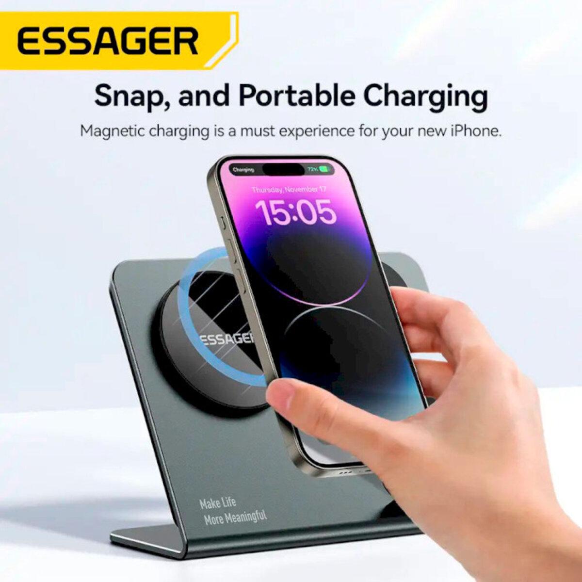 Зарядное устройство беспроводное Essager Ruicheng Desktop magnetic suction three in one wireless charging 15W Black (EWXZM-RC0G-Z) - фото 4 Зарядное устройство беспроводное Essager Ruicheng Desktop magnetic suction three in one wireless charging 15W Black (EWXZM-RC0G-Z) - фото 4