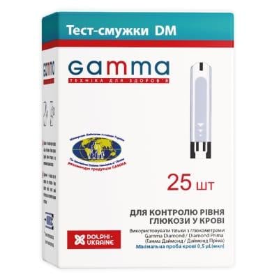 Тест-полоски для контроля глюкозы в крови GAMMA DM 25 (COM01403)