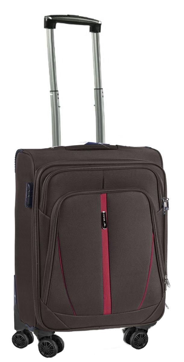 Чемодан тканевый Wings 1706 малый 4 колеса Коричневый Vt00042