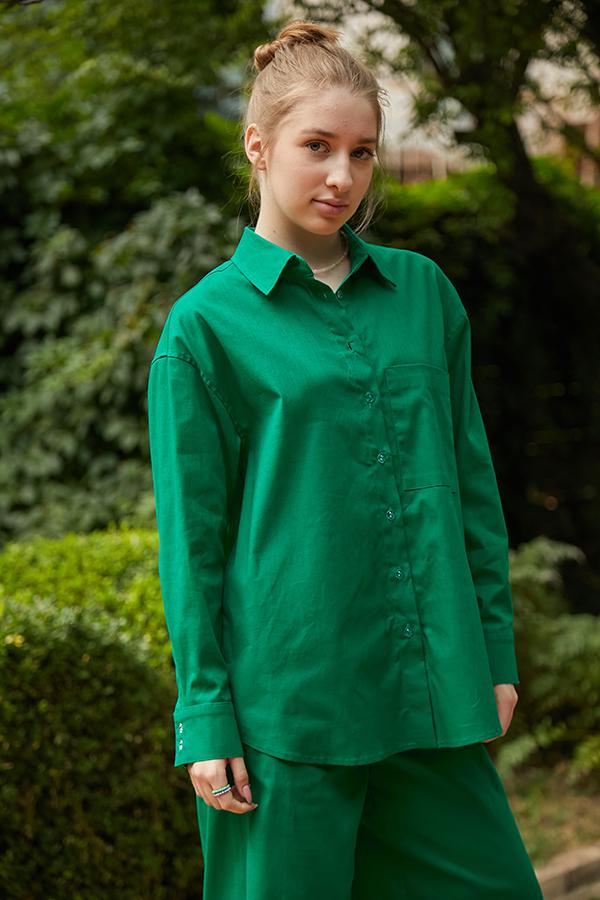 Сорочка з довгим рукавом льон XL/XXL Green (LN0058-07-60-XL/XXL)