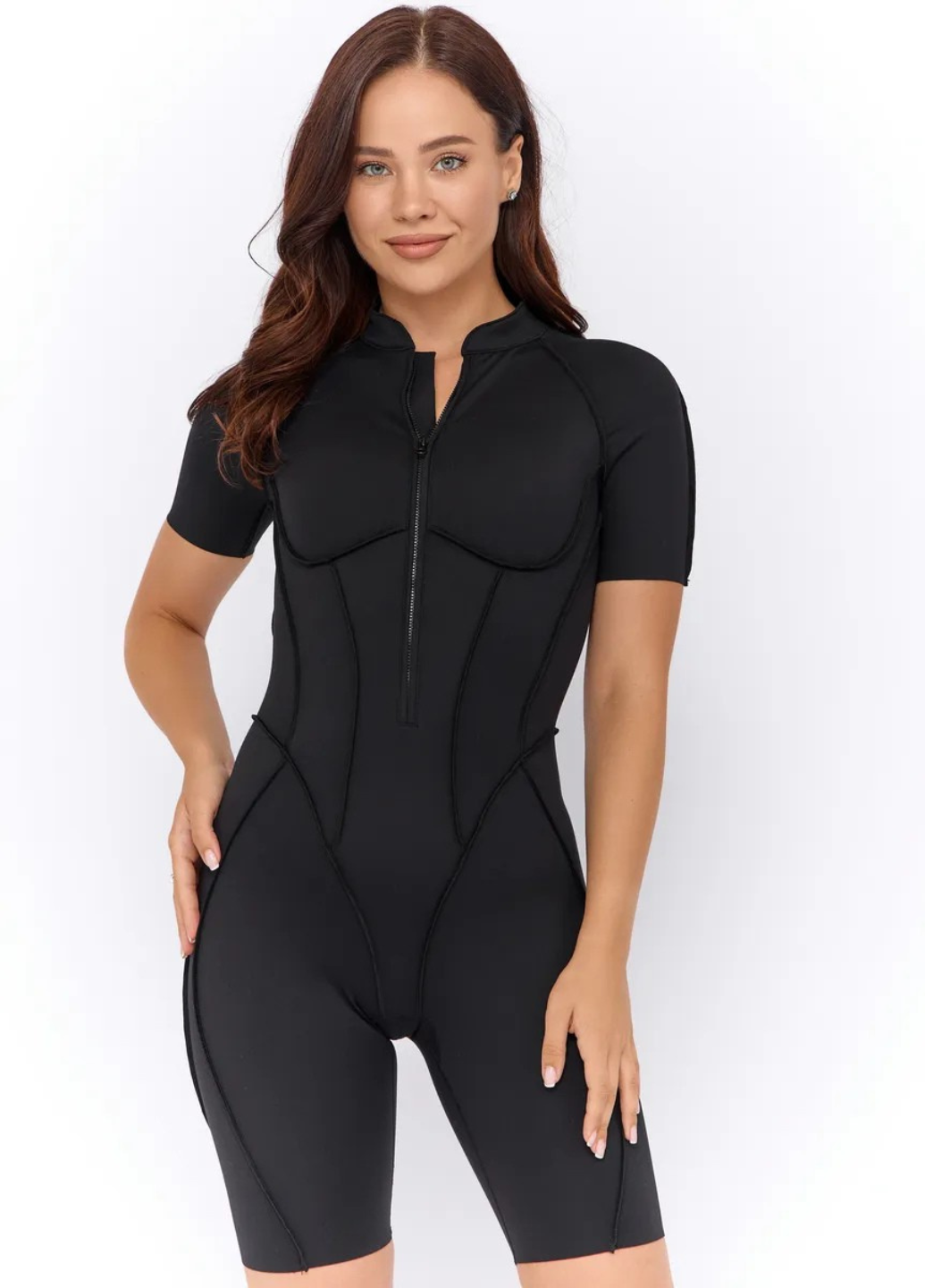Комбинезон базовый женский с молнией и открытой спиной для тренировок и повседневной работы швы навыворот S Черный (70258/S) Комбинезон базовый женский с молнией и открытой спиной для тренировок и повседневной работы швы навыворот S Черный (70258/S)