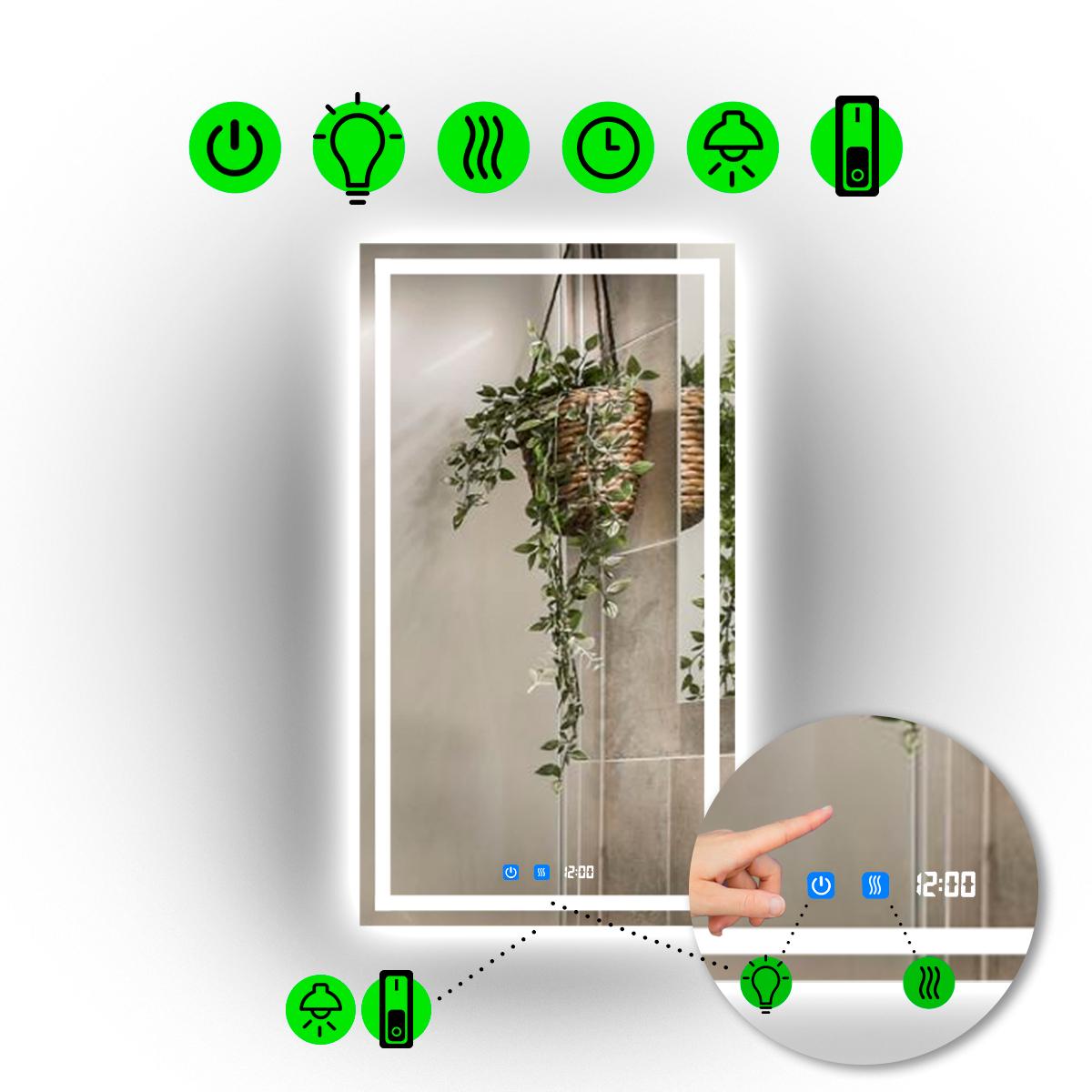 Зеркало с LED подсветкой Karnet с двумя сенсорами и часами 60x80 см (Karnet/600x800/5191/22/1)