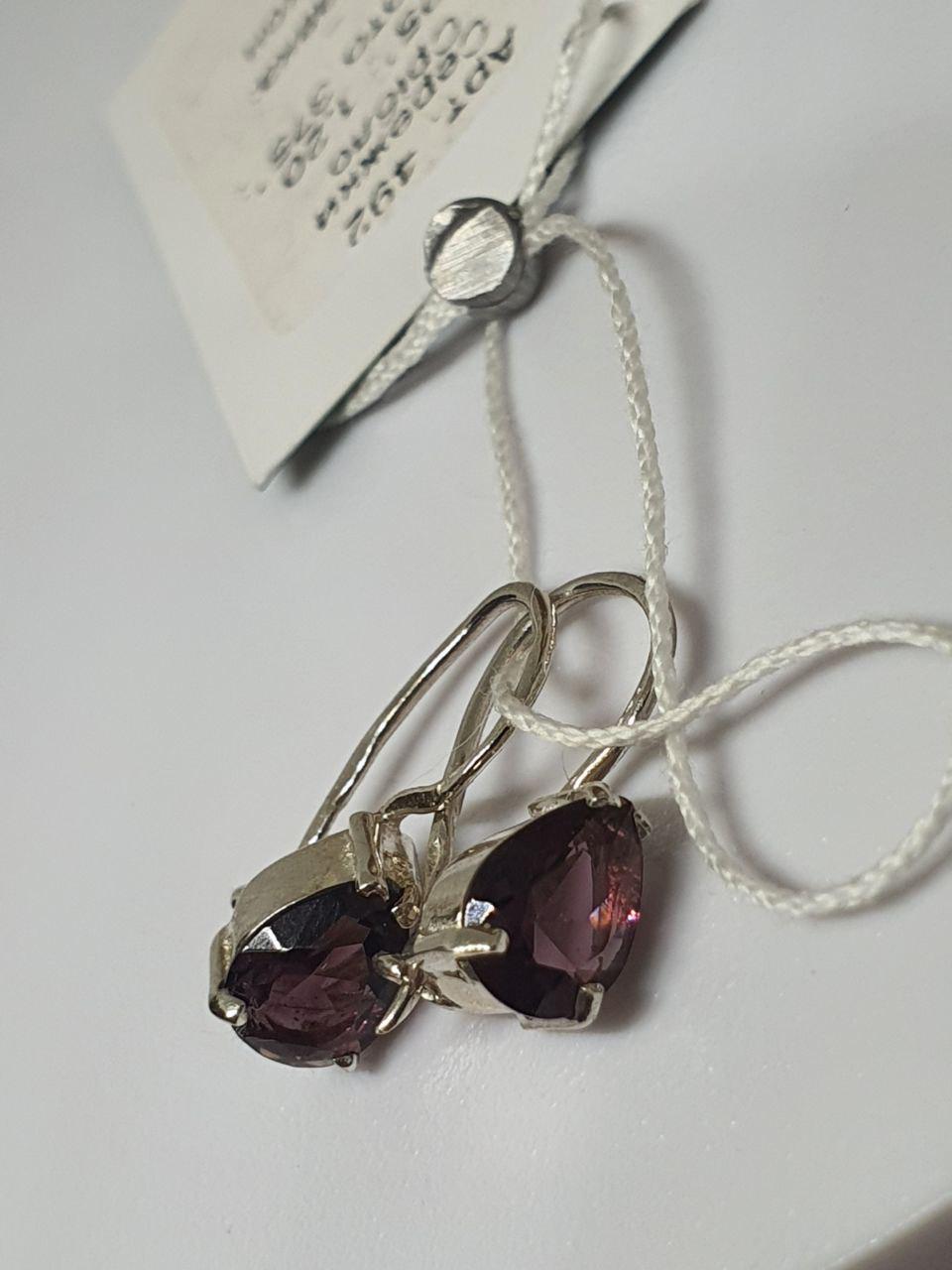 Срібні сережки Ія французька застібка 925 проба Фіолетовий (26943629) - фото 4