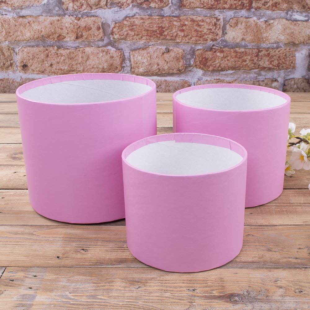 Набор шляпных коробок без крышки Розовый (4437-11)