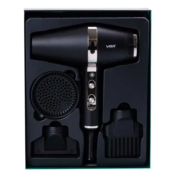 Фен з дифузором та концентратором VGR V-451 з холодним повітрям та іонізацією 3 насадки 2000 Вт Чорний (HPV451) - фото 10