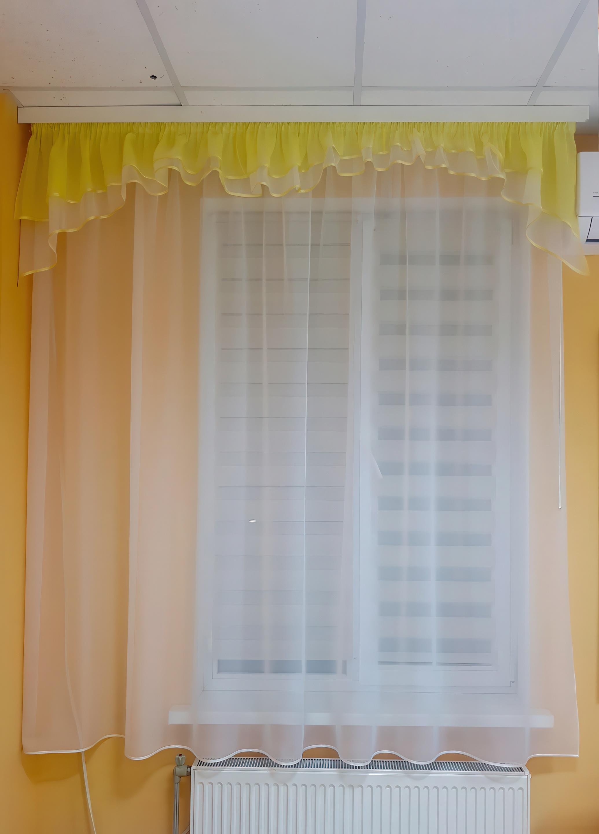 Ламбрекен Firanka Хвиля карниз 200 см Жовтий з білим (93_2пб)