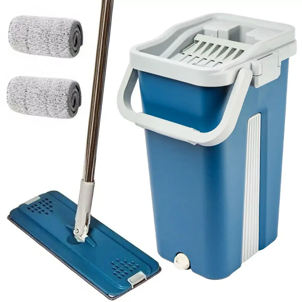Комплект для сборки швабра с ведром с автоматическим отжимом 2 насадки 11 л Синий Комплект для сборки швабра с ведром с автоматическим отжимом 2 насадки 11 л Синий