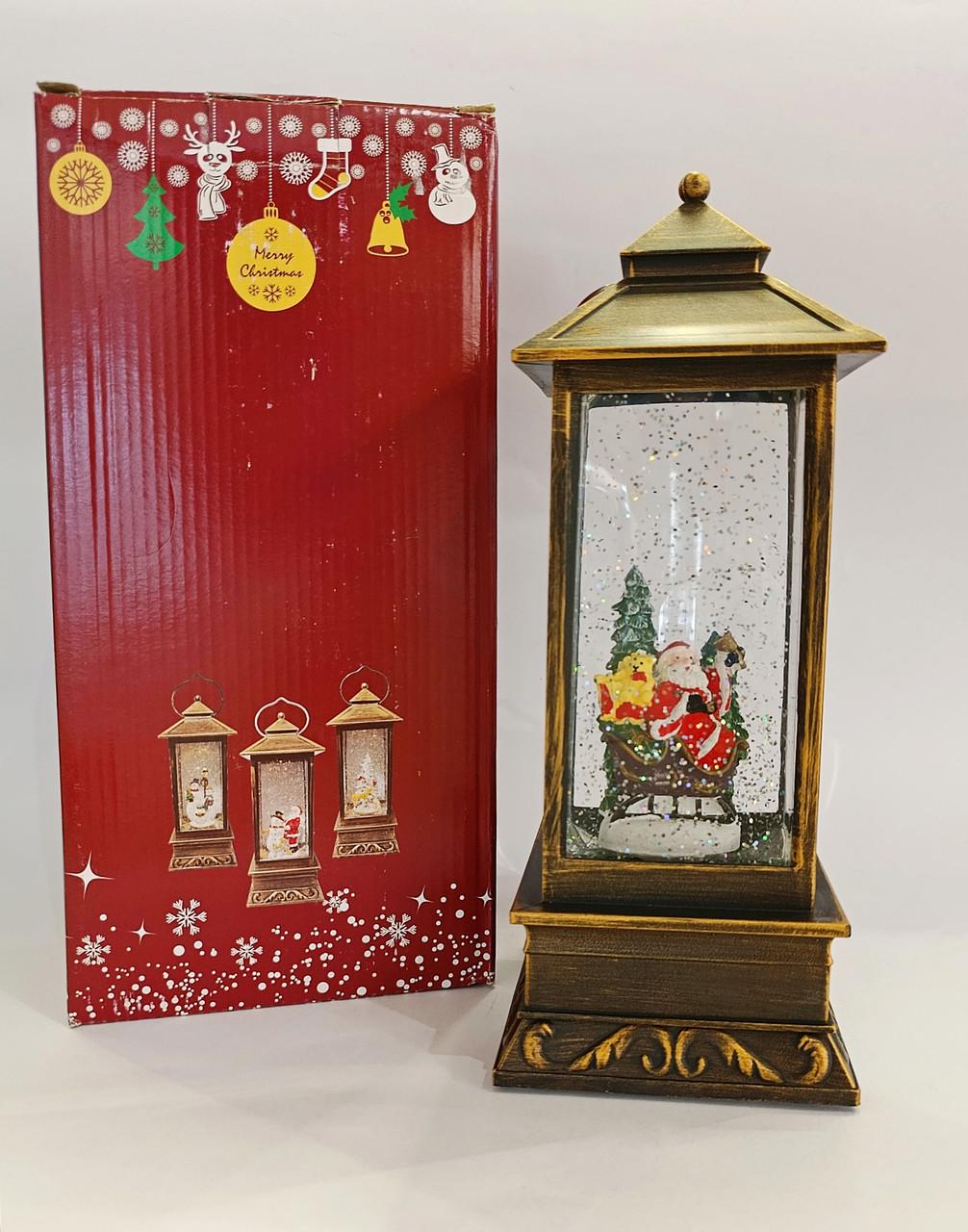 Светильник новогодний фонарик Санта Клаус 28 см