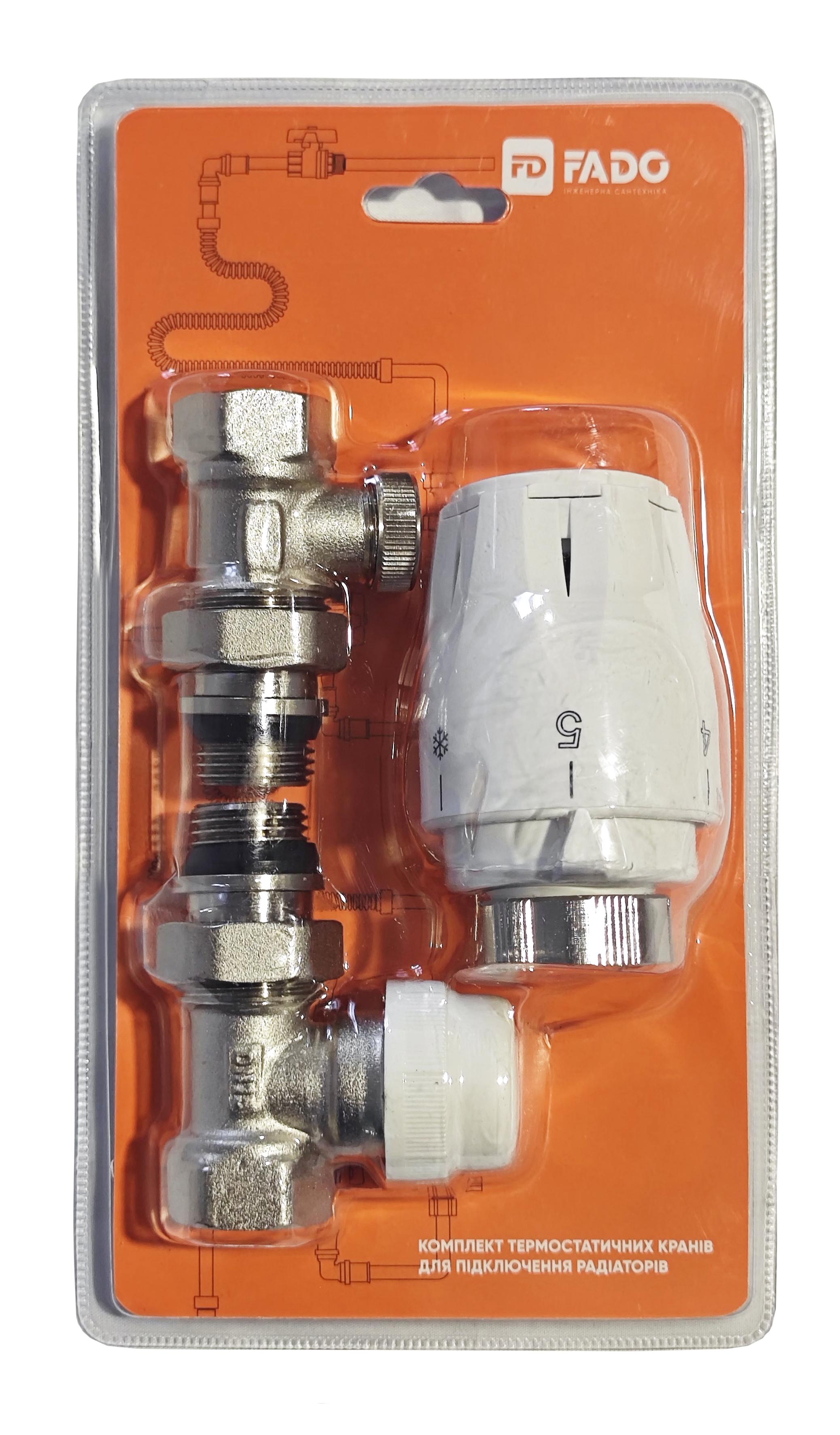Комплект термостатический FADO 1/2" ВЗ прямой Белый (FD-KTS02)
