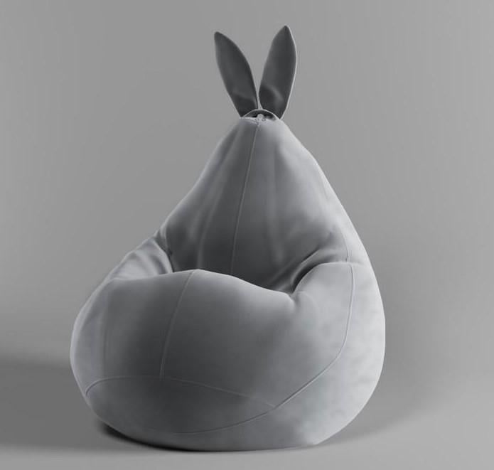 Кресло-мешок SkyPuff Зайка MEGA Груша Virginia велюр XXXL 160х120 см Light Gray (1601084)