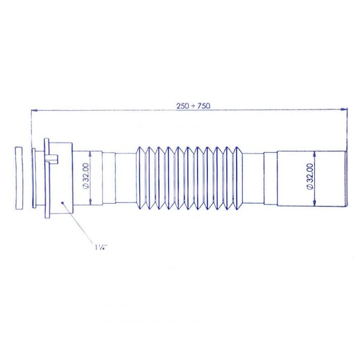 Гнучка труба для сифона Bakimay PL 1303 ⌀ 32х32 мм 250-750 мм - фото 2