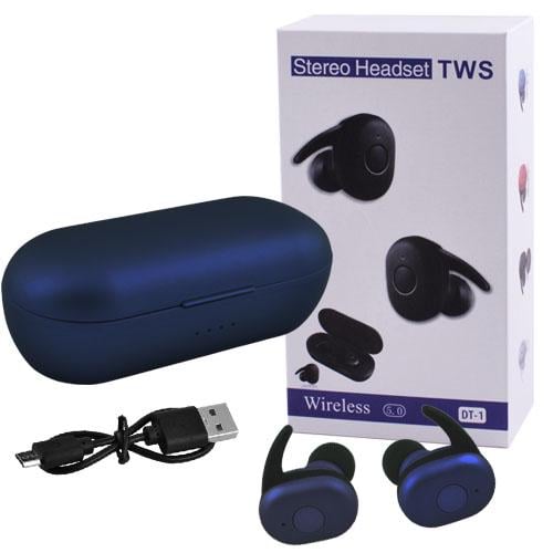 Беспроводные наушники DT1 TWS Bluetooth с кейсом Blue - фото 3