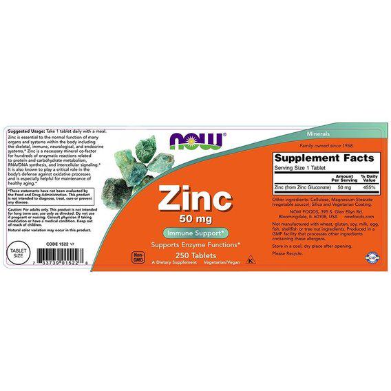 Микроэлемент Now Foods Цинка Глюконат 50 мг 250 таблеток (000008905) - фото 2