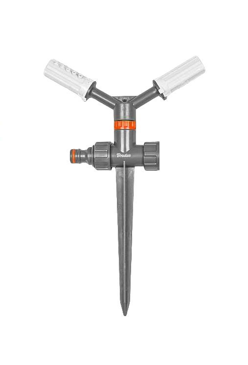 Ороситель вращающийся Bradas WHITE LINE 2-х рожковый пластиковый на колу в блистере (WL-6106)