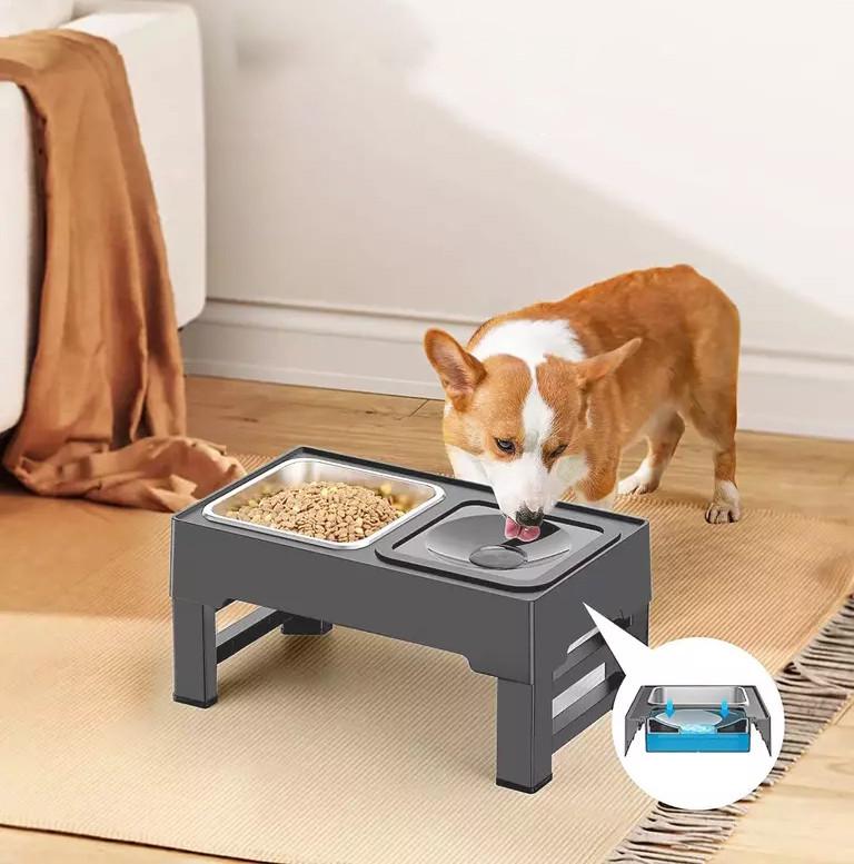 Миска двойная для собак ELS PET на подставке с регулируемой высотой и с плавающим блюдцем Серый (2242697765) - фото 3 Миска двойная для собак ELS PET на подставке с регулируемой высотой и с плавающим блюдцем Серый (2242697765) - фото 3