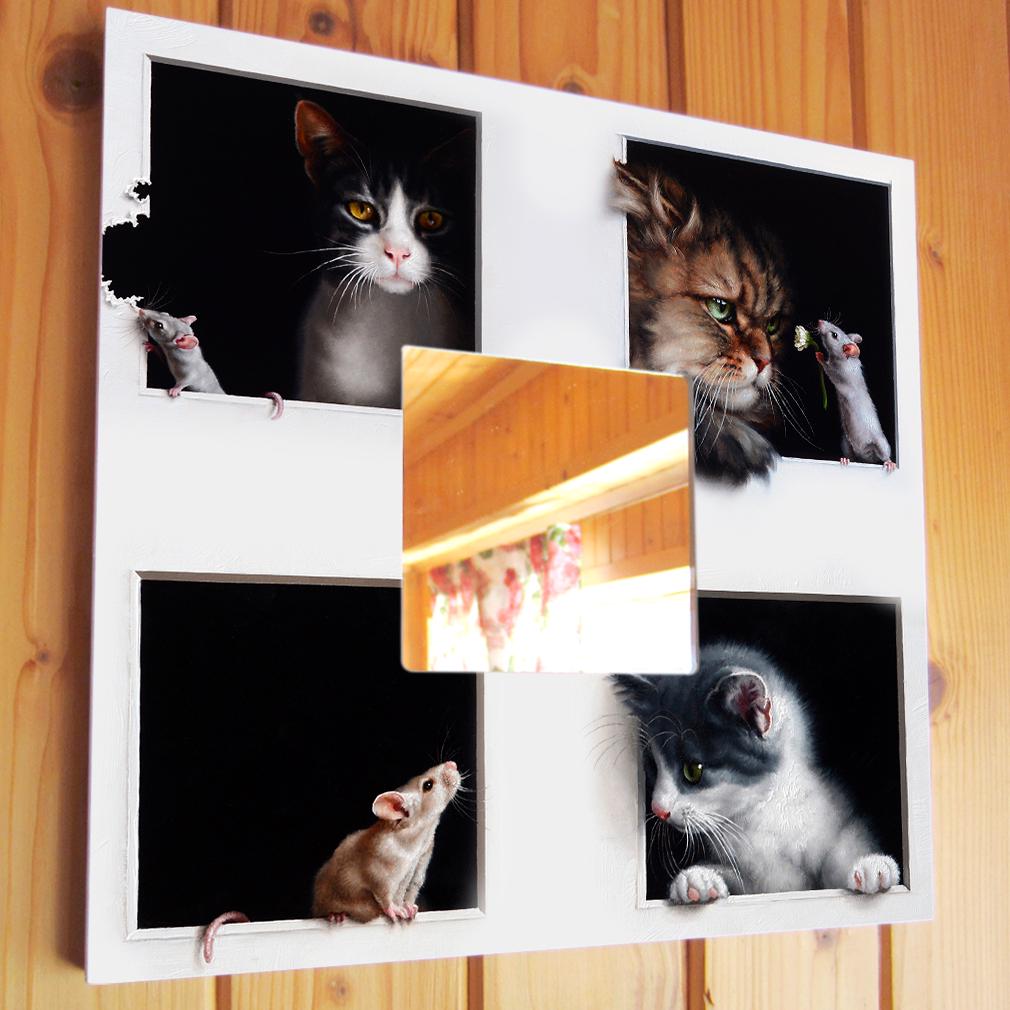 Зеркало декоративное Кошки мышки 260х260 мм (M00735)