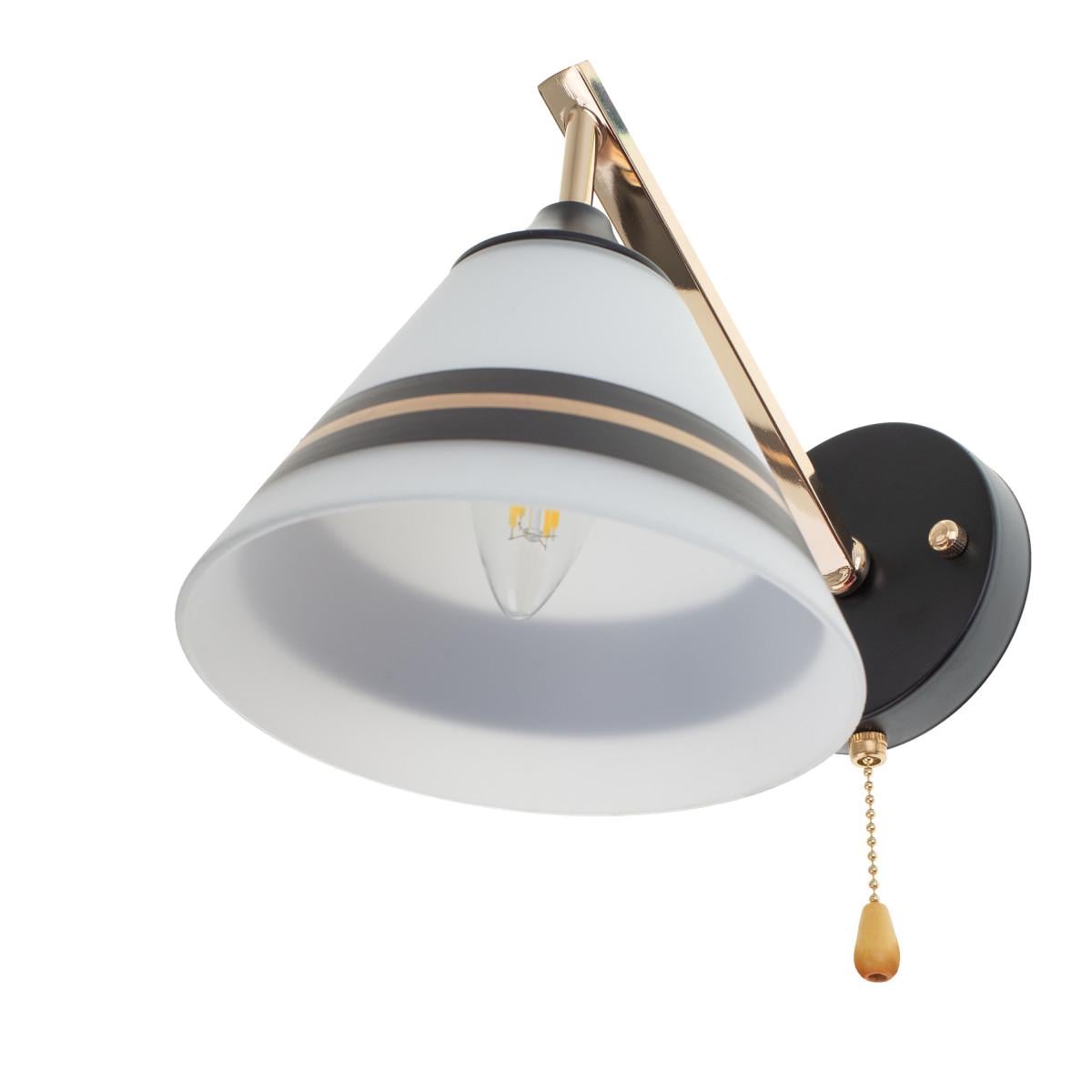 Бра настінне накладне Brille LK-701W/1 E27 BK/FG з вимикачем на ланцюжку