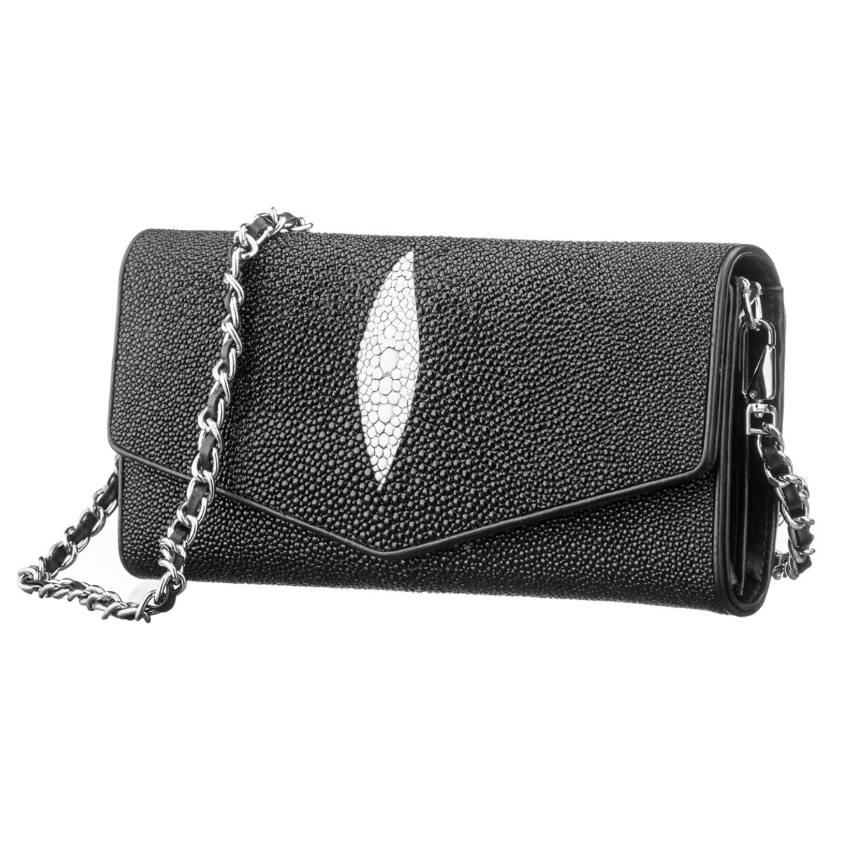 Сумка Stingray leather 18296 из натуральной кожи морского ската Черный