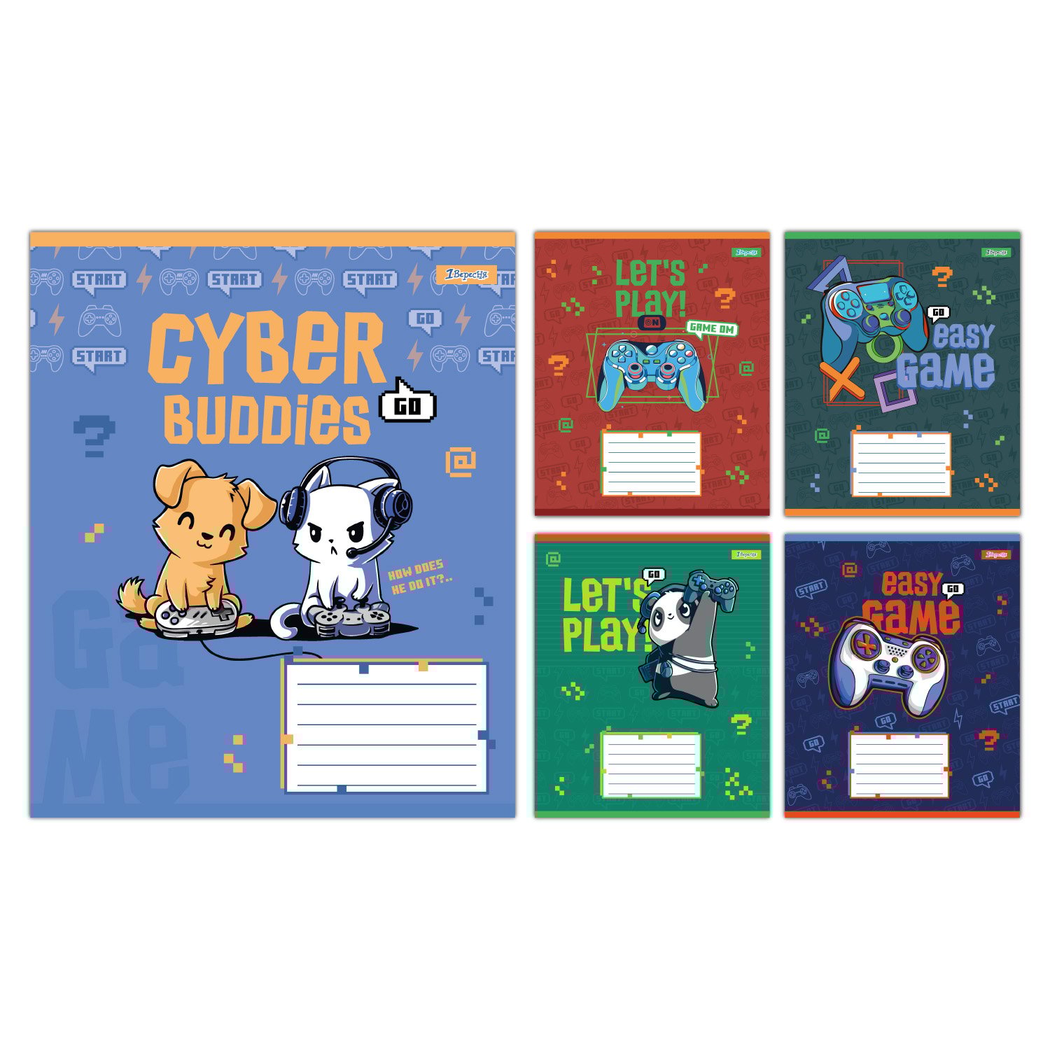 Набор тетрадей школьных 1Март Let's Play А5/12 коса линия 25 шт. (768191)