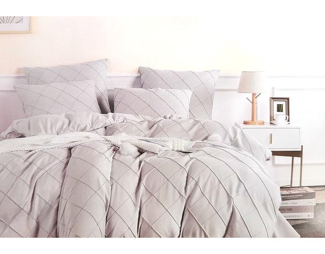 Комплект постельного белья Koloco полуторный фланель/хлопок 06-205-2 Светло-серый (DR010346)