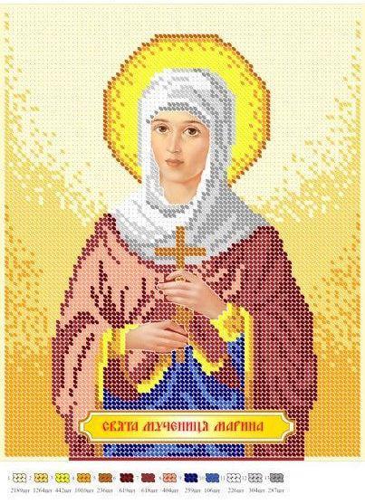 Вышивка бисером Икона Святая мученица Марина частичная выкладка 30х23 см (1528555414)