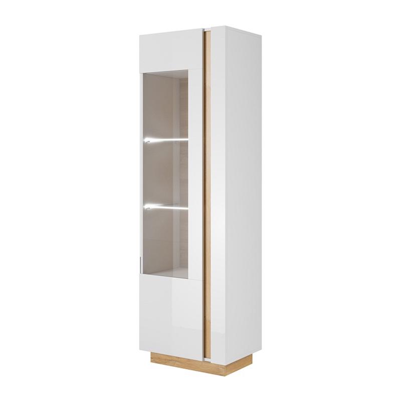 Витрина для кабинета Arco Perfect Home 1D1W/60 ламинированная ДСП/стекло 600х400х1935 мм Дуб грандсон/Белый глянец (47979)
