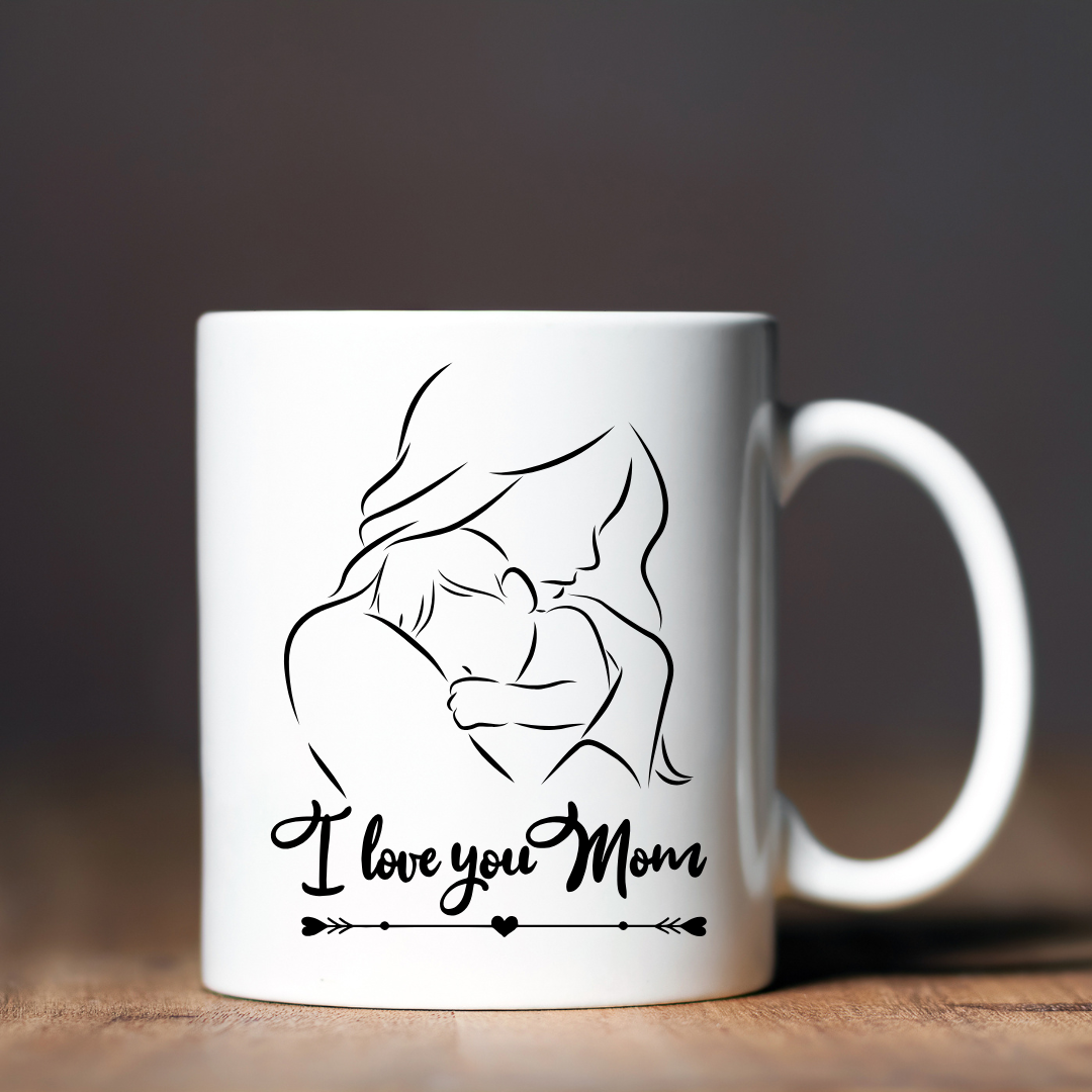 Чашка керамічна глянцева I love you, Mom 330 мл Білий (001517)