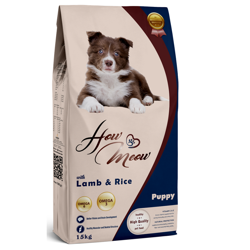 Корм для щенков How Meow с ягненком и рисом 15 кг