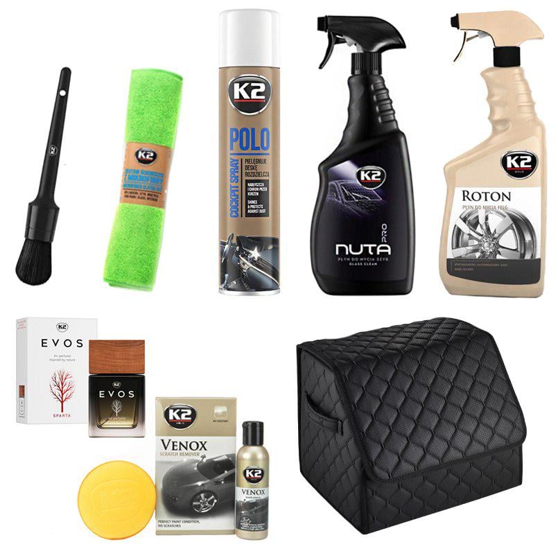 Набор профессиональной автохимии K2 для детейлинга с органайзером (9 ед.)