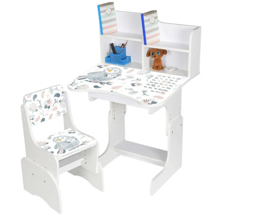 Парта детская Bambi с полочкой и стулом Совенок (N 2071-10-1) Парта детская Bambi с полочкой и стулом Совенок (N 2071-10-1)