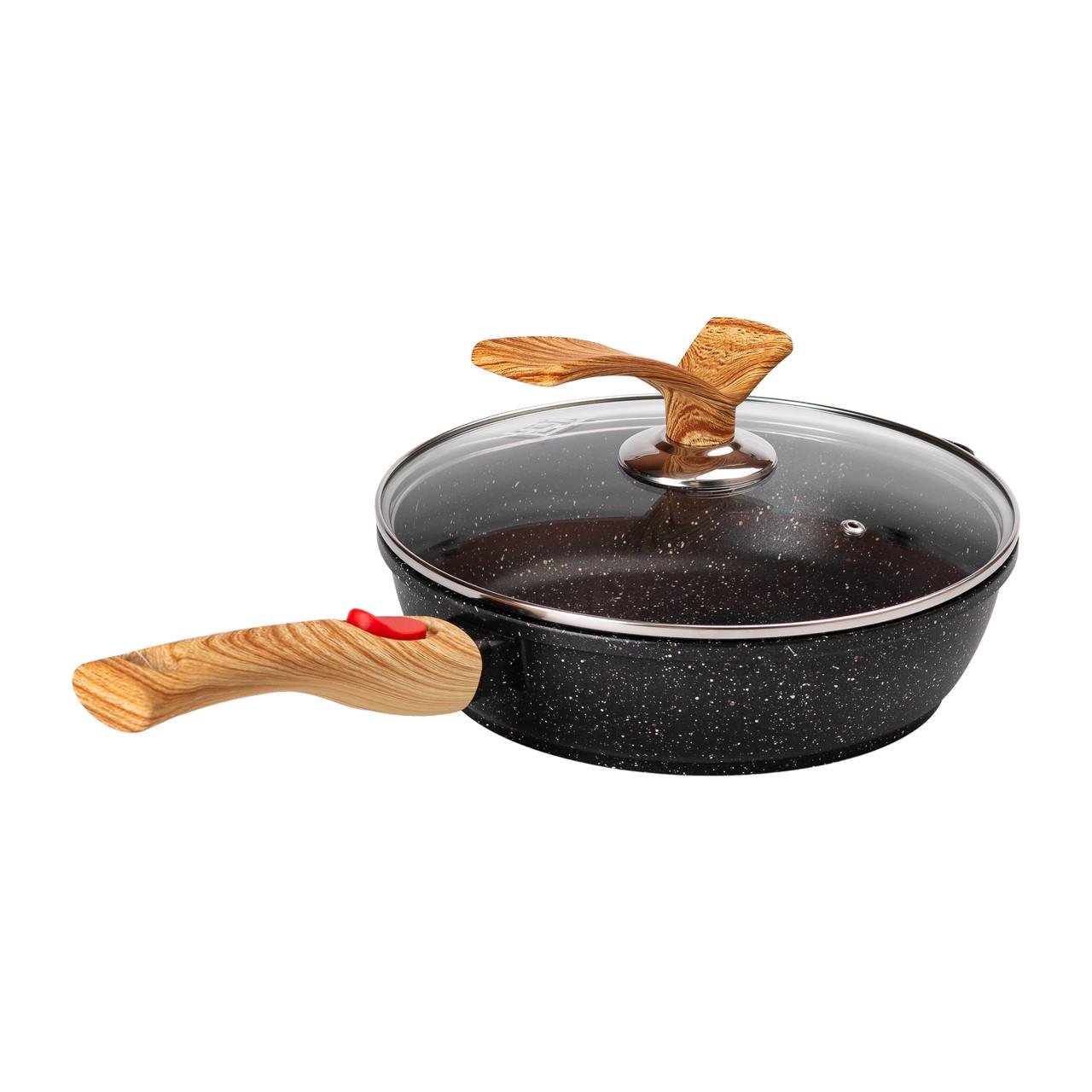 Сковорода алюмінієва глибока MGC зі скляною кришкою 2,4 л Ø 24 см Black - фото 6 Сковорода алюмінієва глибока MGC зі скляною кришкою 2,4 л Ø 24 см Black - фото 6