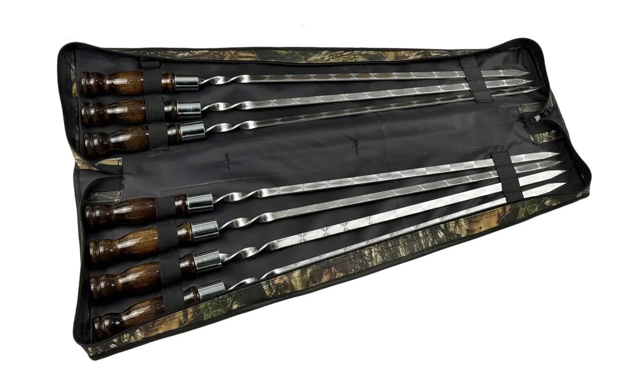 Набор шампуров с деревянной рукояткой GrillMaster NB-2305 нержавеющая сталь 3 мм 7 шт. Венге (10-164-NB-2305)