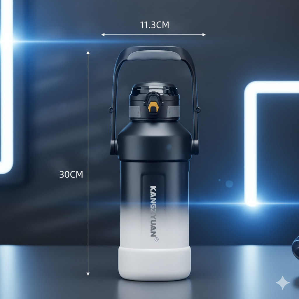 Термос із нержавіючої сталі KANGZYUAN із подвійною стінкою вакуумний 1500 мл градієнт Чорний (2458452256) - фото 3