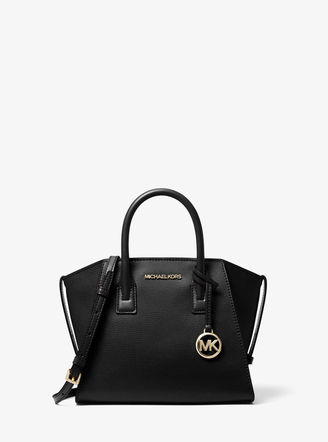 Сумка жіноча сетчел Michael Kors Avril Small Leather Top-Zip Satchel шкіряна Чорний