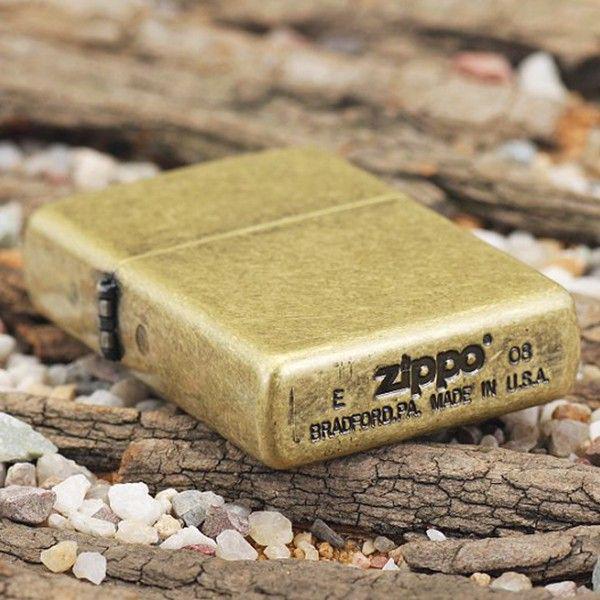 Зажигалка ZIPPO 201FB FLAT BTM ANTIQUE BRASS - фото 4