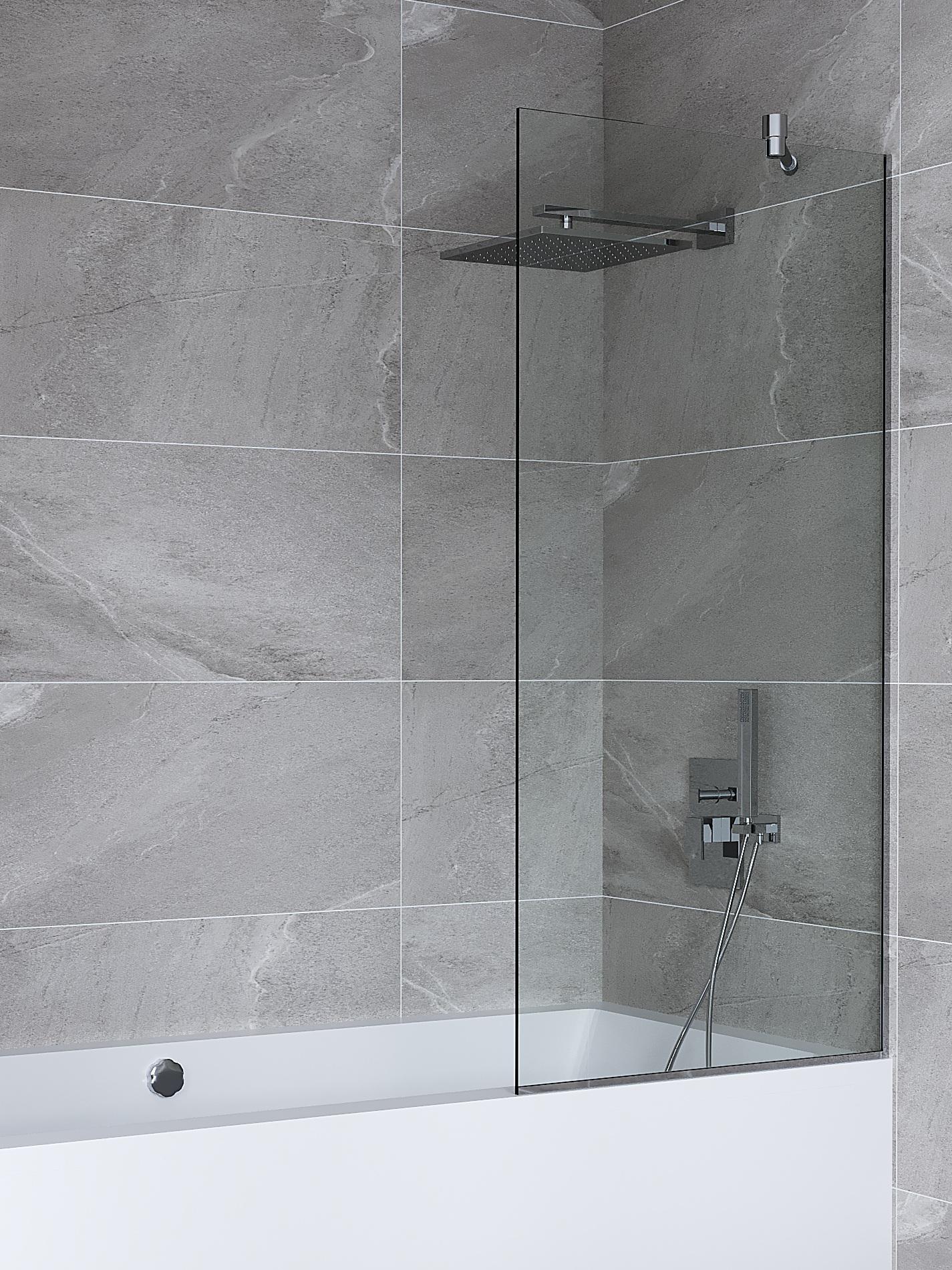 Шторка для ванны Amanda 500х1400 мм стеклянная прозрачная с распоркой в ​​ванну