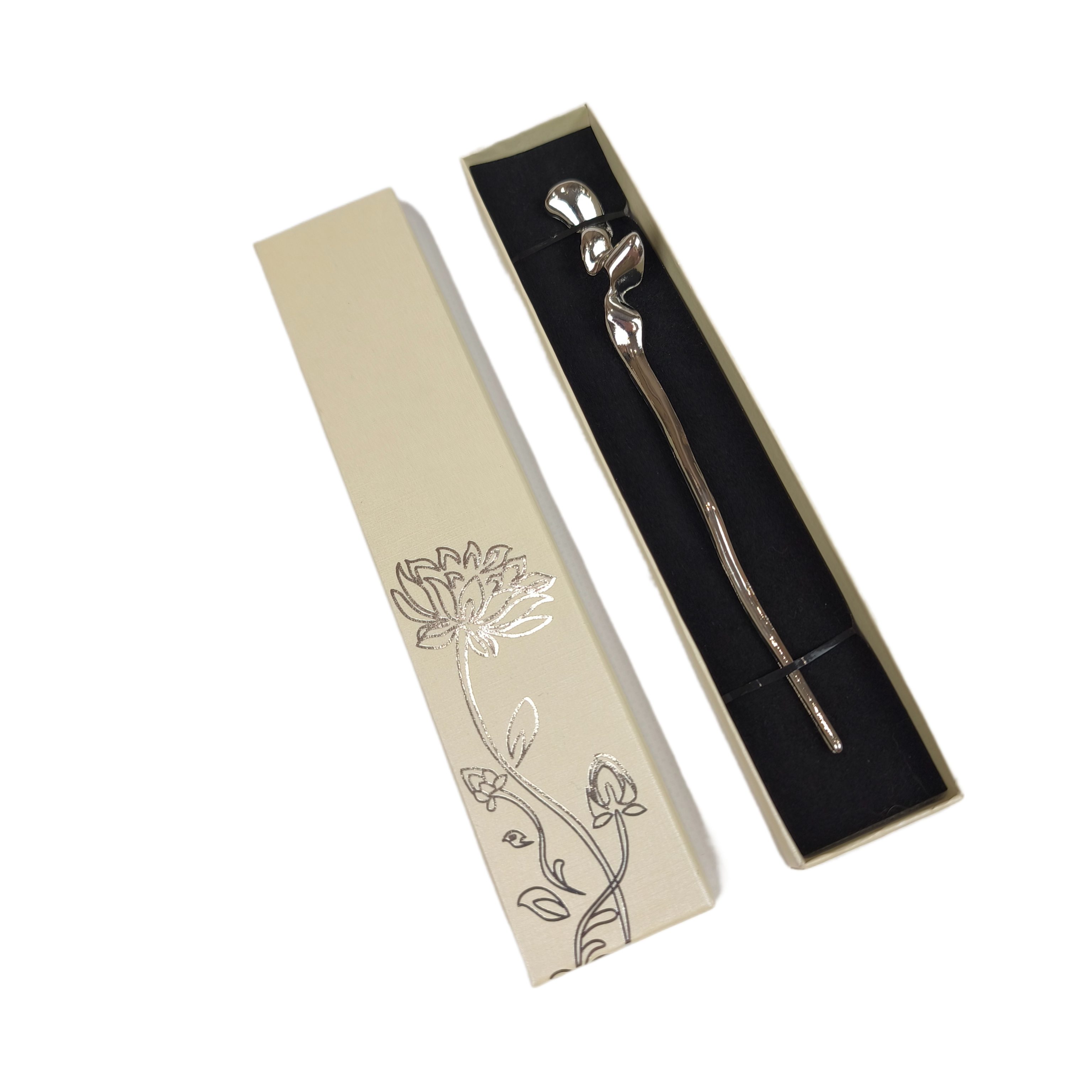 Шпилька металлическая палочка для волос в китайском стиле в подарочной упаковке в форме бамбука (U8097)