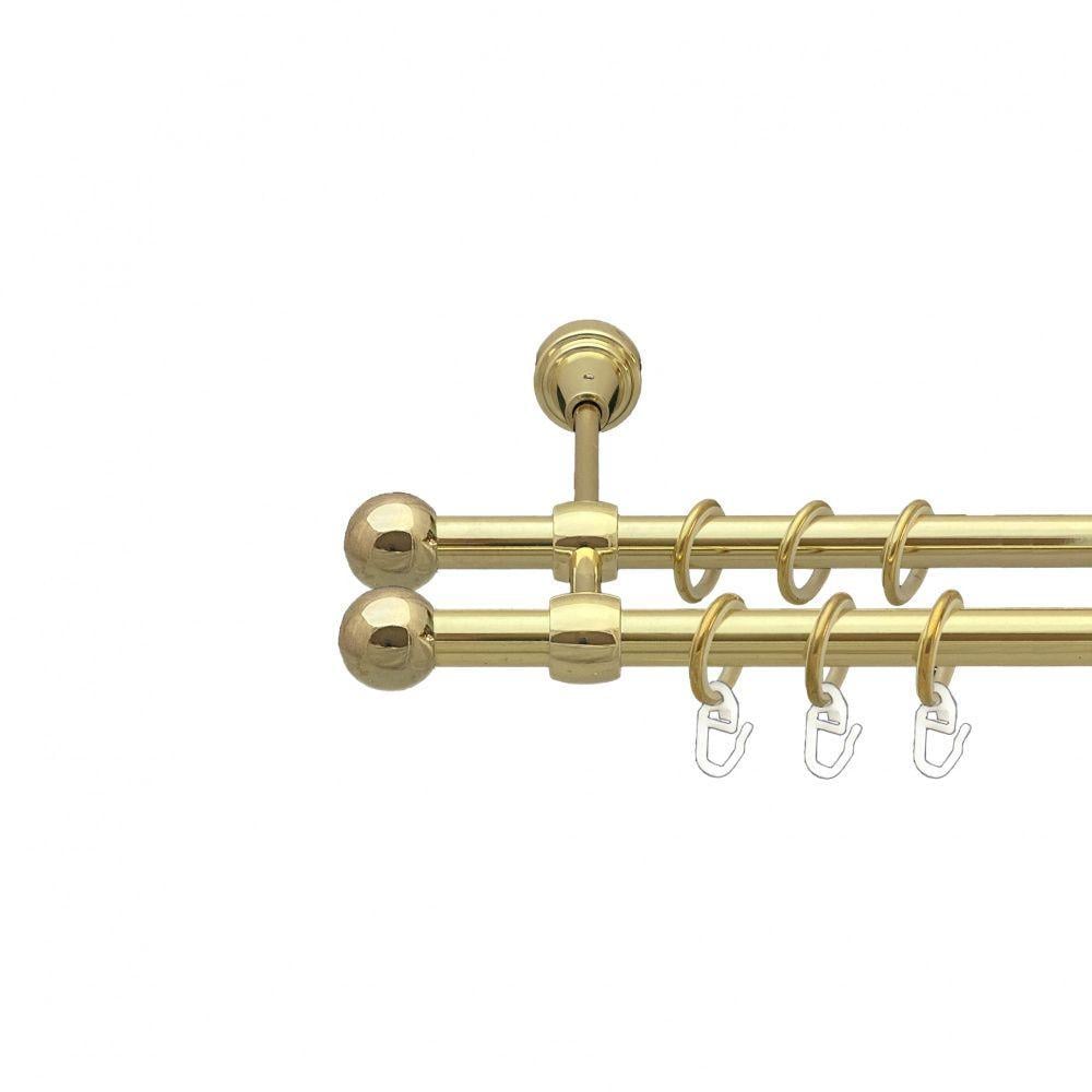 Карниз для штор Orvit Шар двухрядный гладкий 16/16 мм 240 см Золотой (00-00014365)