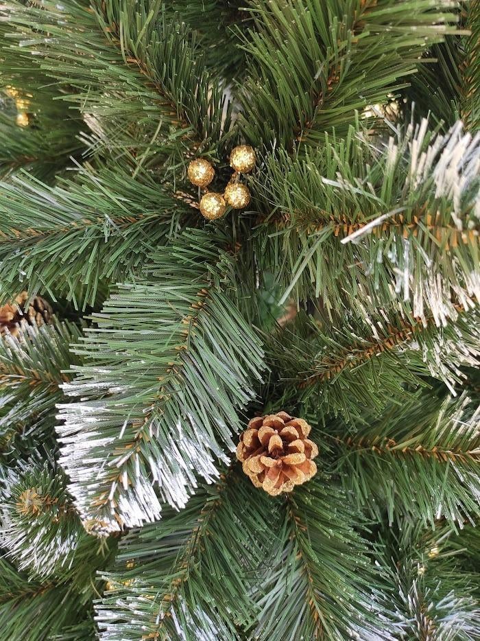 Елка искусственная Кармен с золотыми шишками и жемчугом с подставкой с белым инеем 1,5 м Зеленый (ШЗ-1,5) - фото 4 Елка искусственная Кармен с золотыми шишками и жемчугом с подставкой с белым инеем 1,5 м Зеленый (ШЗ-1,5) - фото 4