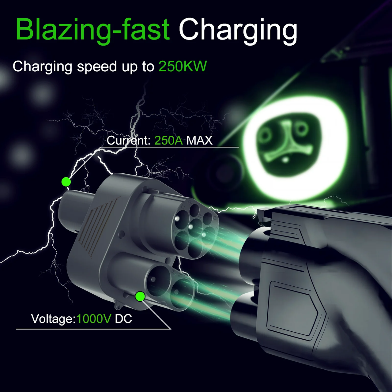 Адаптер CS2 Combo/Type2 Adapter 250 кВт для Tesla Model S/3/ X/ Y AC DC - фото 2