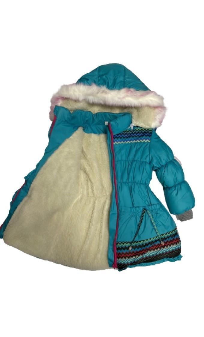 Пальто для дівчинки Орнамент 001 зимове 116 см Бірюзовий (2306389831) - фото 2