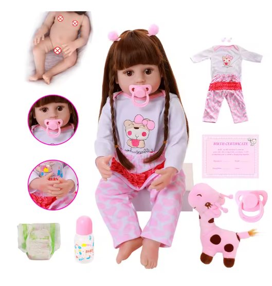 Кукла Reborn Моника винил-силиконовая с соской/бутылочкой/игрушкой 55 см (2465993711) - фото 2 Кукла Reborn Моника винил-силиконовая с соской/бутылочкой/игрушкой 55 см (2465993711) - фото 2