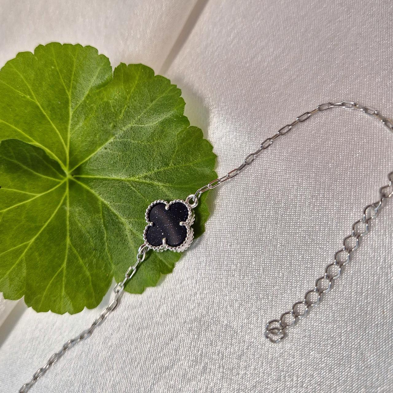 Браслет цветок с авантюрином серебро 925 пробы родированное 2,83 г (4949м)