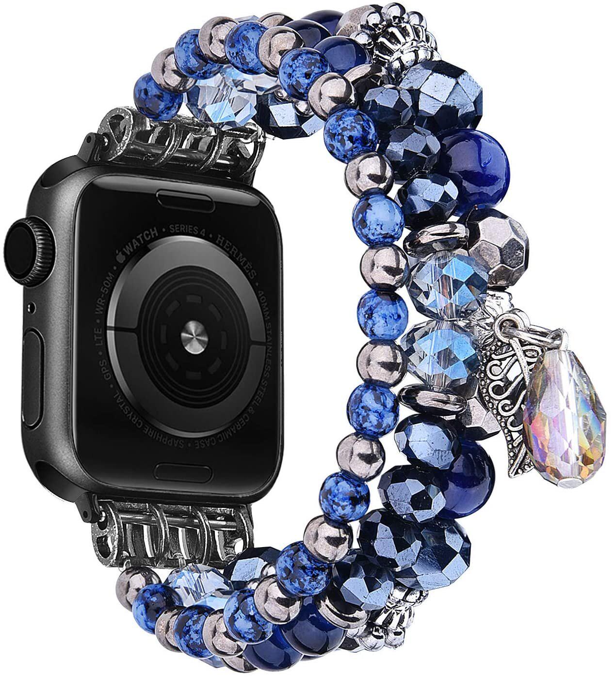 Женский ремешок для Apple Watch Сказка из бусин 38-40 мм Синий