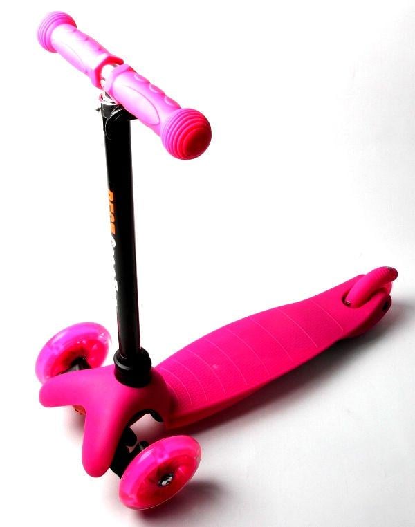 Самокат дитячий триколісний Micro Mini Scooter з регульованою ручкою і світловими колесами Рожевий (309)