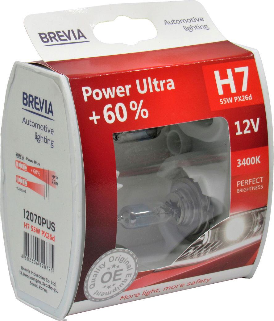 Лампочка галогенная Brevia H7 PX26d 12V-55 Вт +60 Power Ultra 12070PUS 12V-H7 PX26d 2 шт.