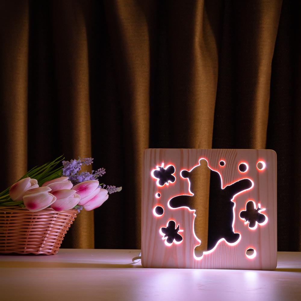 LED ночник ArtEco Light Веселый медвеженок из дерева (#16/2) - фото 3